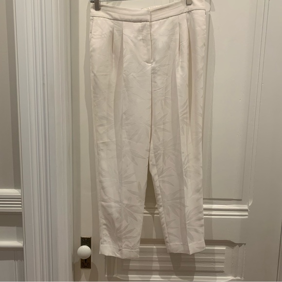 Vince Camuto Pants - Vince Camuto White Palm Print Dressy Trousers Elastic Waist Sz 10